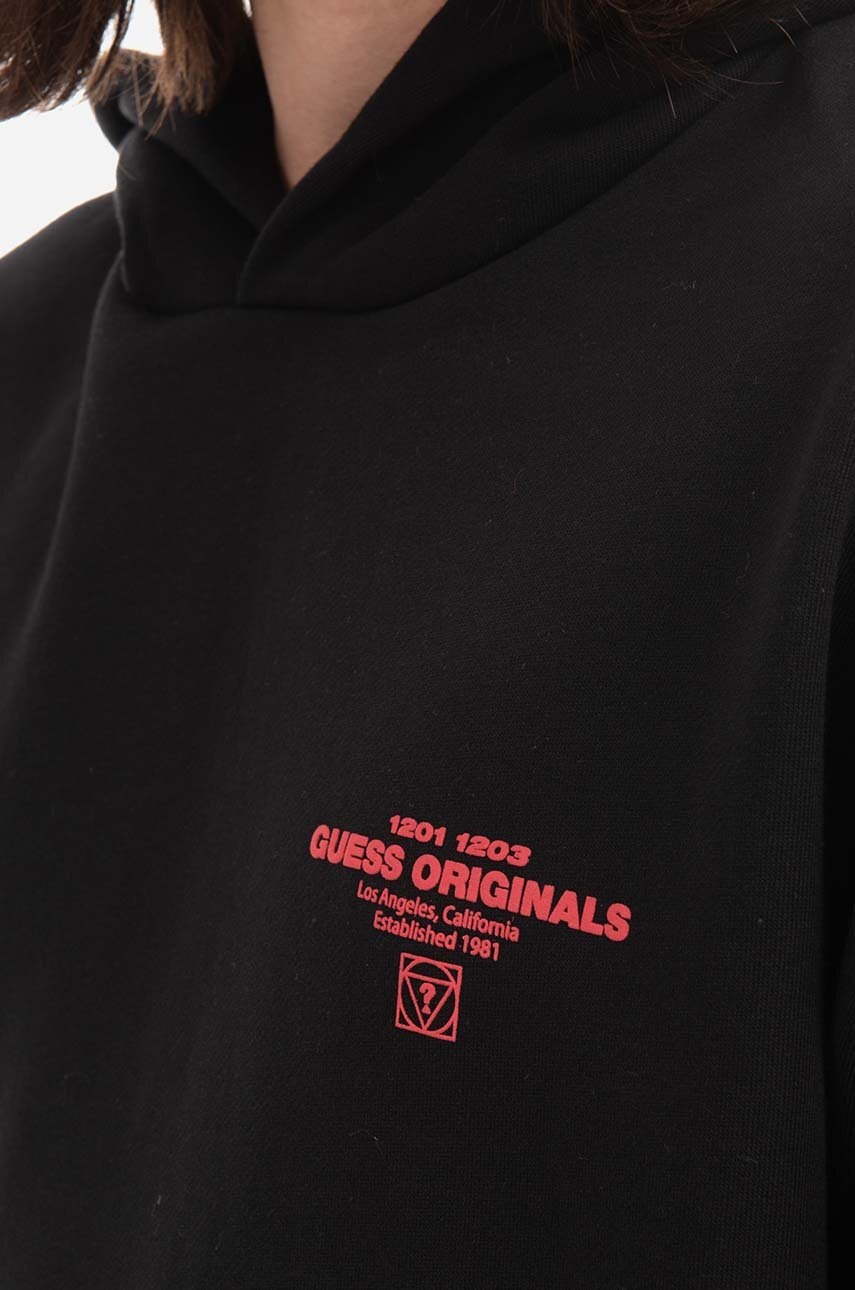 Μπλούζα Guess Originals Go Harper Ls Hoodie χρώμα: μαύρο, με κουκούλα φωτογραφία