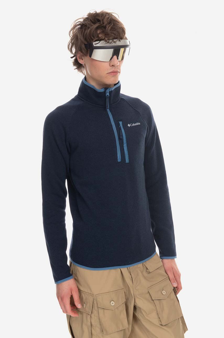 Columbia bluză Canyon Point M Sweater Fleece culoarea albastru marin, neted 1866682-464