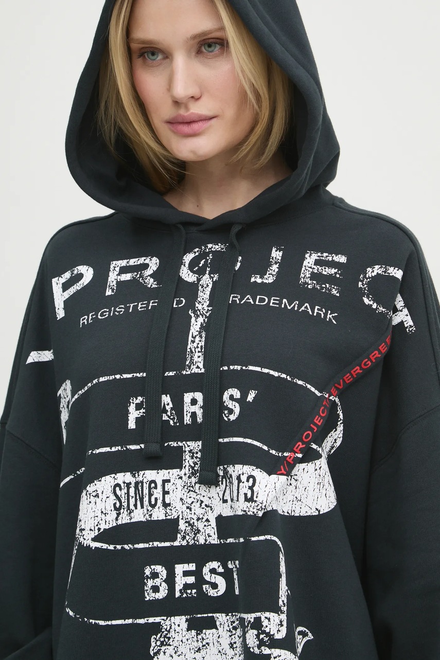 Βαμβακερή μπλούζα Y/Project EVERGREEN PARIS' BEST PINCHED HOODIE χρώμα: μαύρο, με κουκούλα, 204SH002 φωτογραφία