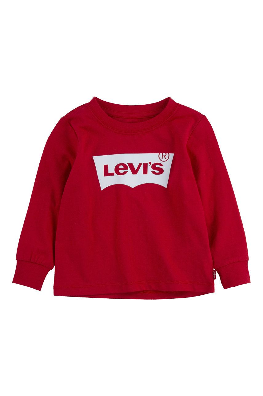 Levně Dětské tričko s dlouhým rukávem Levi's červená barva, s potiskem