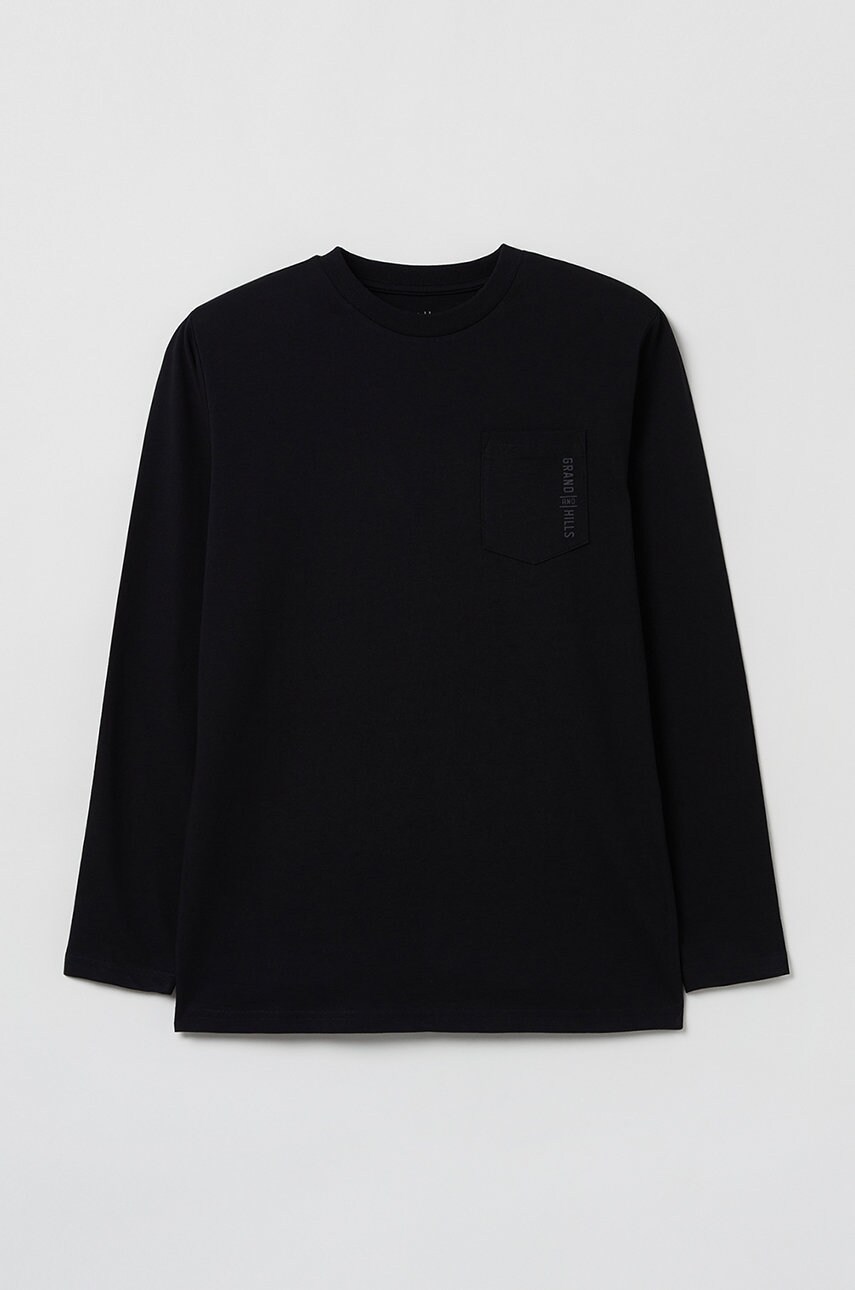 Ovs longsleeve din bumbac pentru copii culoarea gri, neted