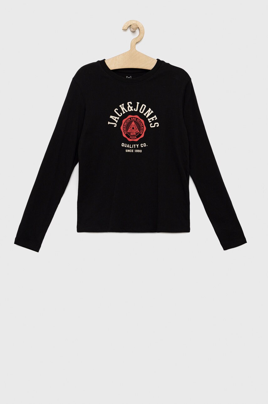 

Детска блуза с дълги ръкави Jack & Jones в черно с принт, Черен