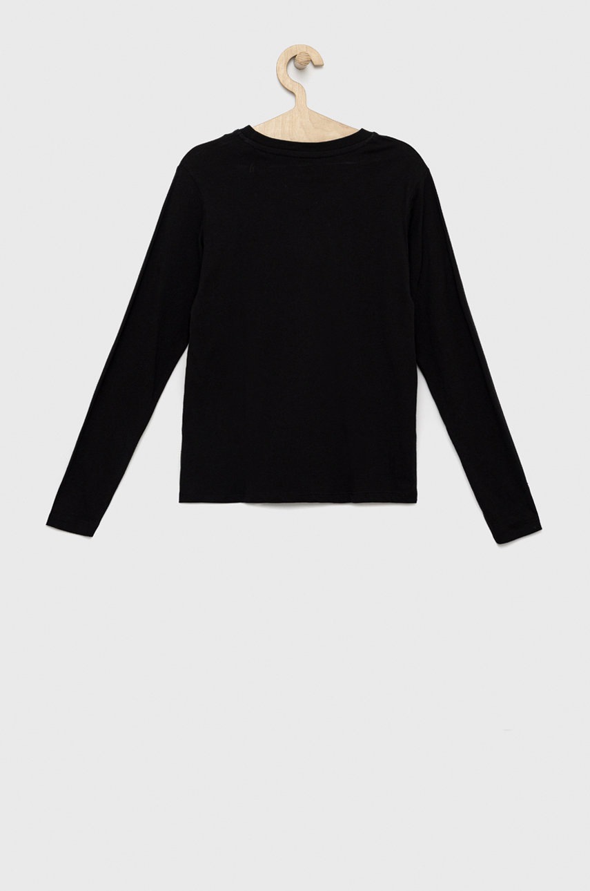 

Хлопковый детский лонгслив Jack & Jones цвет чёрный с принтом