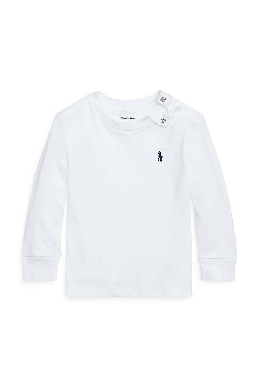 Levně Dětské bavlněné tričko s dlouhým rukávem Polo Ralph Lauren bílá barva, 320843804004