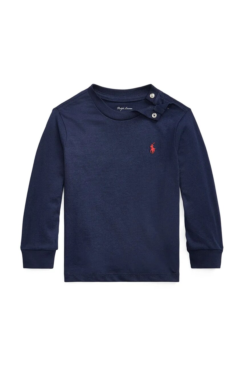 Levně Dětské tričko s dlouhým rukávem Polo Ralph Lauren tmavomodrá barva, hladké, 320843804002
