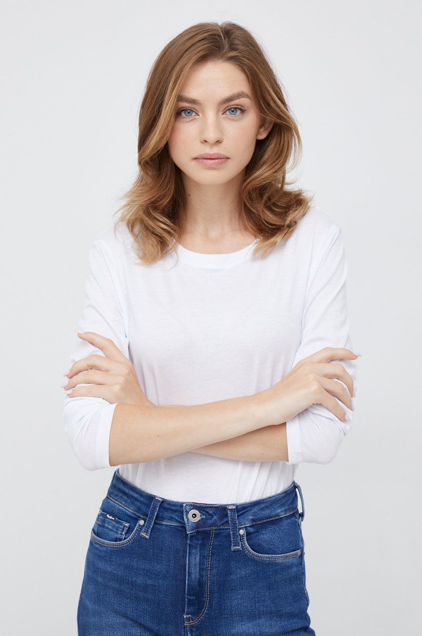 Levně Bavlněné tričko s dlouhým rukávem Armani Exchange bílá barva