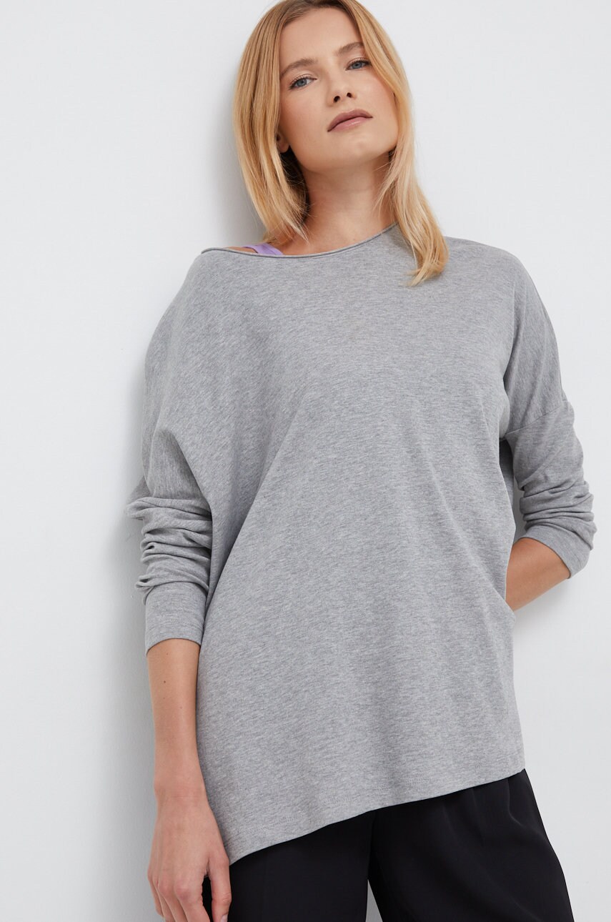 Vero moda longsleeve din bumbac culoarea gri