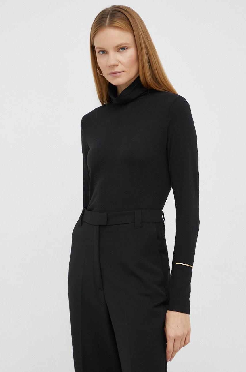Marc o'polo longsleeve femei, culoarea negru, cu guler
