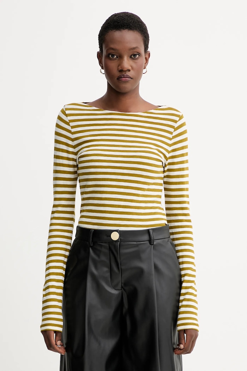 Marc O\'Polo longsleeve din bumbac culoarea verde, M09219652597