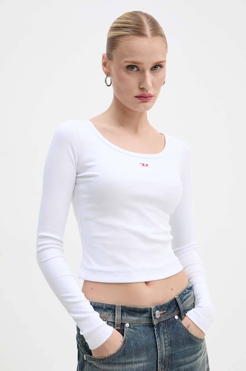 Diesel longsleeve femei, culoarea alb
