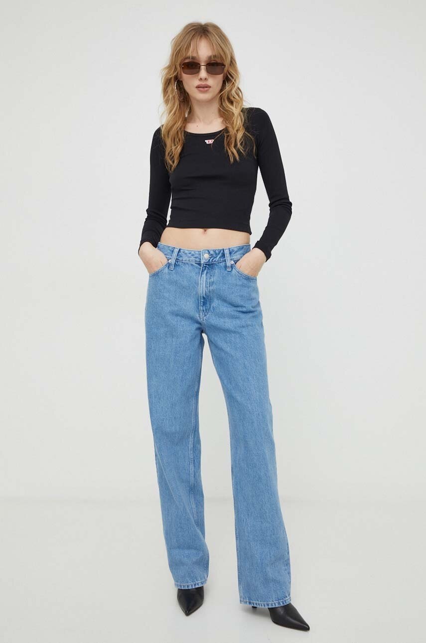 Longsleeve Diesel χρώμα: μαύρο φωτογραφία