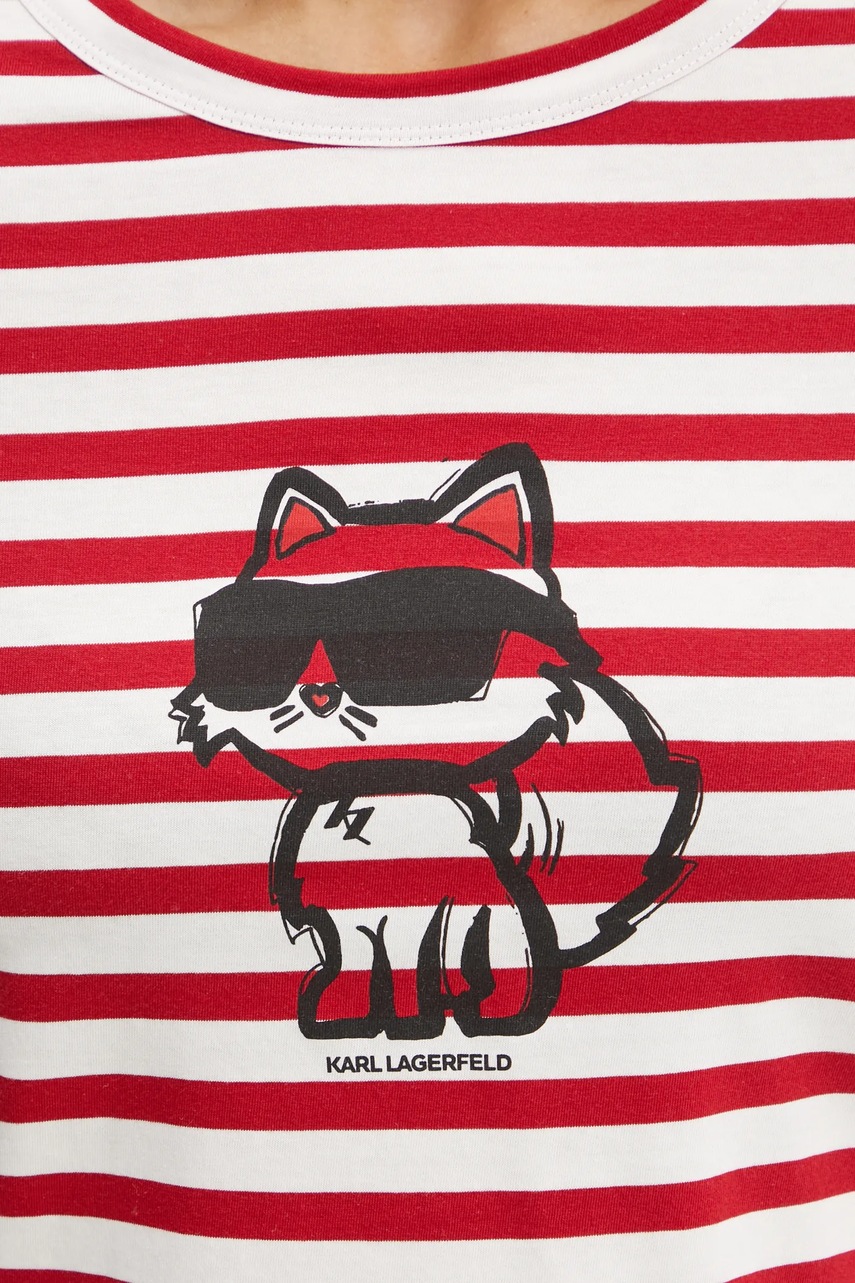 Бавовняний лонгслів Karl Lagerfeld колір червоний A1W17137 