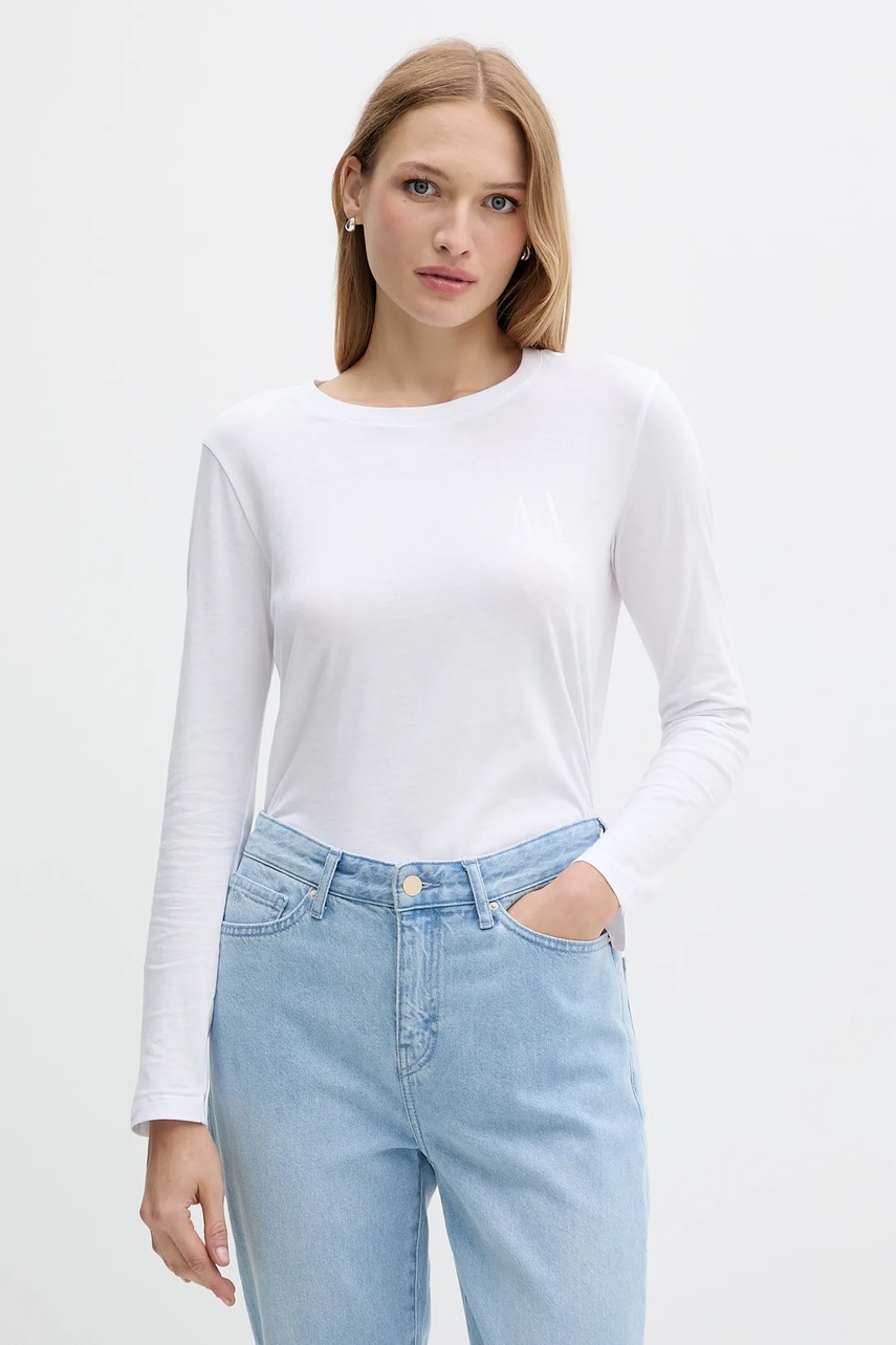 Armani Exchange longsleeve din bumbac culoarea alb, XW001450 AF10356