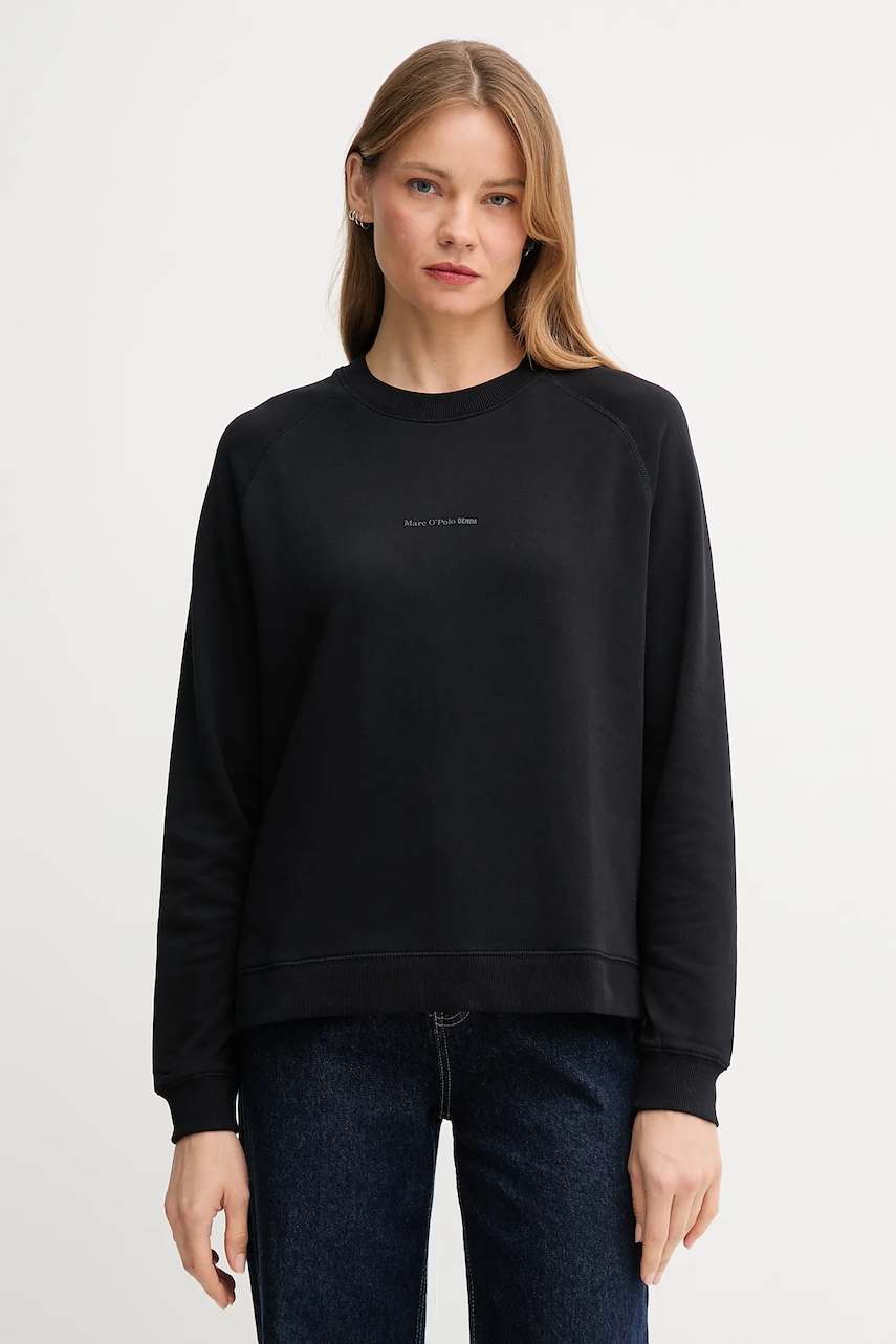 Marc O'Polo hanorac de bumbac culoarea negru, uni, 5000006286