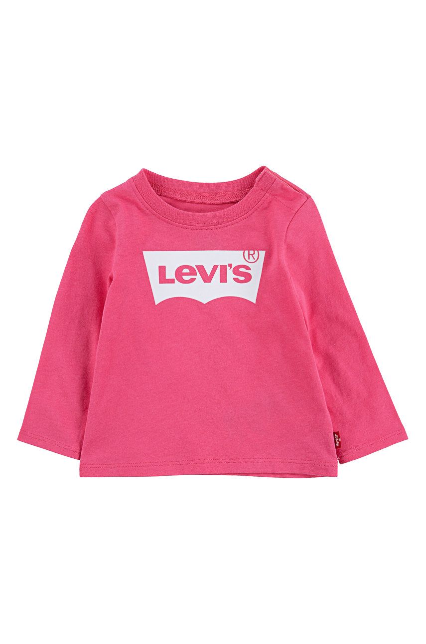 Dětské tričko s dlouhým rukávem Levi′s růžová barva - růžová -  100% Bavlna