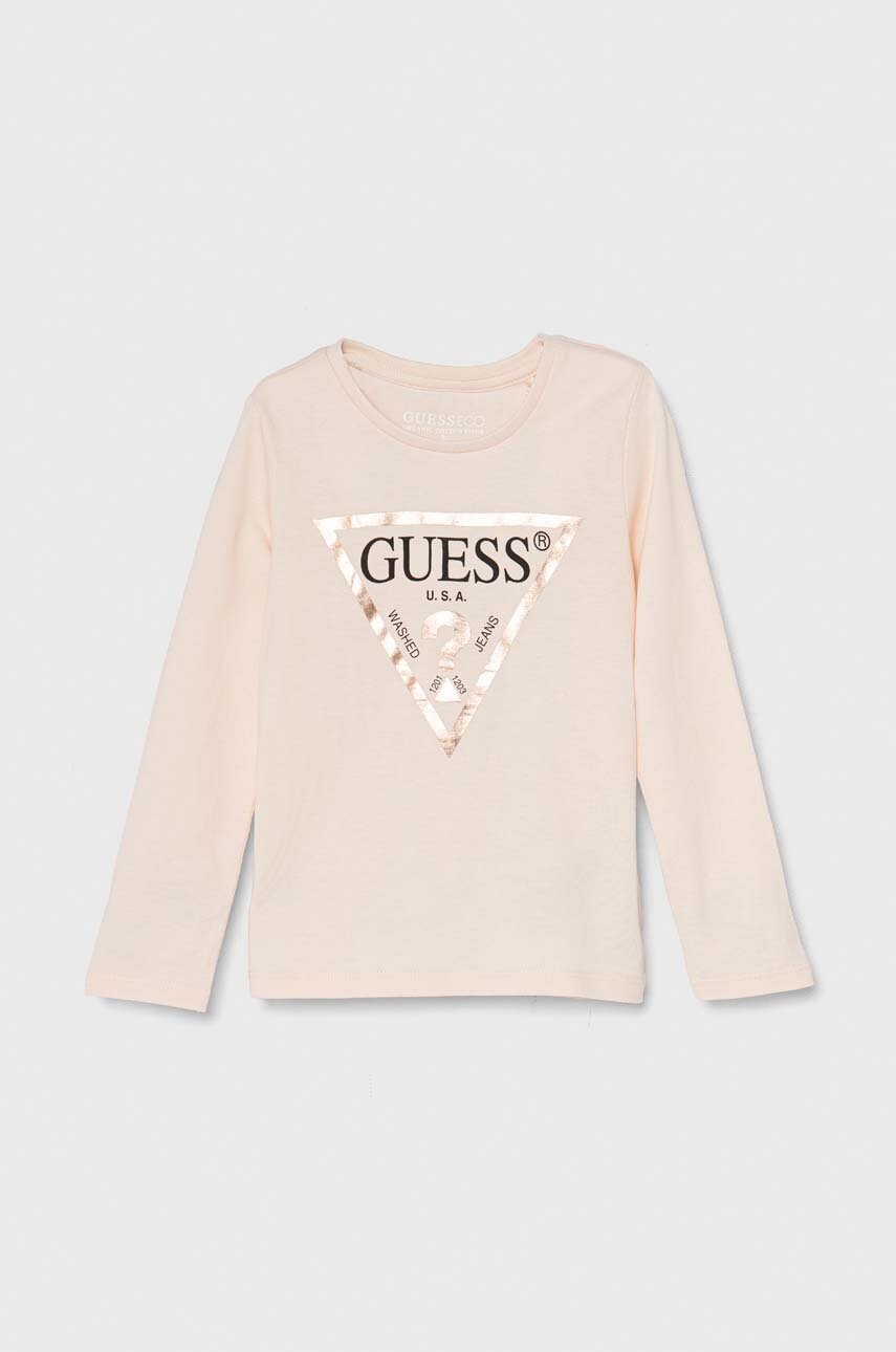 

Детска блуза с дълги ръкави Guess в оранжево, Оранжев