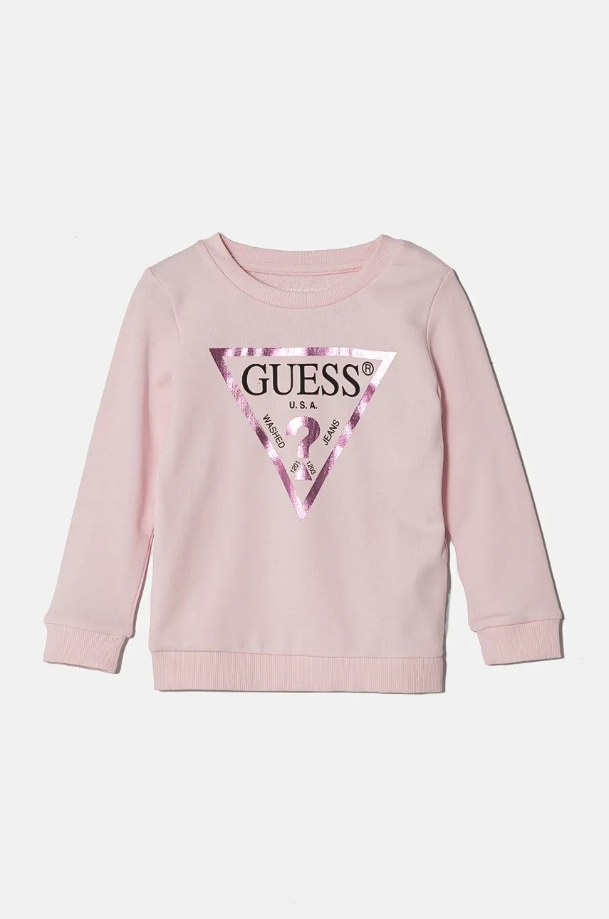 

Детски памучен суичър Guess в розово с принт K74Q12 KAUG0, Розов