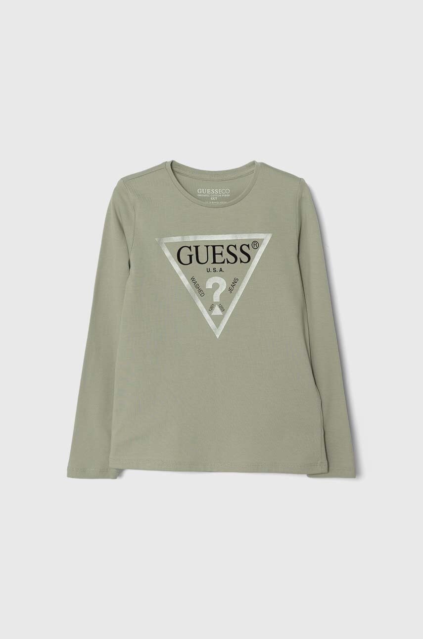 

Детска блуза с дълги ръкави Guess в зелено K84I18 K8HM0, Зелен