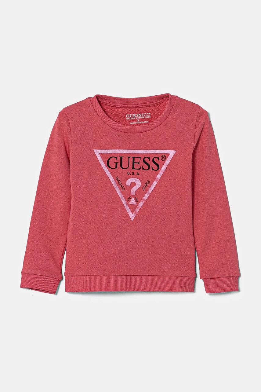 

Детски памучен суичър Guess в розово с принт K74Q12 KAUG0, Розов