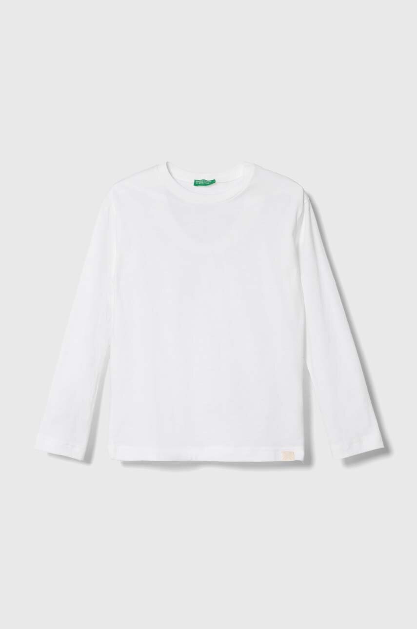 

Детска блуза с дълги ръкави United Colors of Benetton в бяло с меланжов десен, Бял