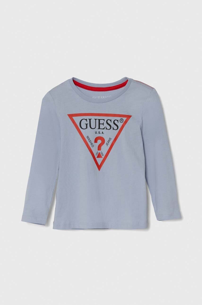 

Хлопковый детский лонгслив Guess с принтом