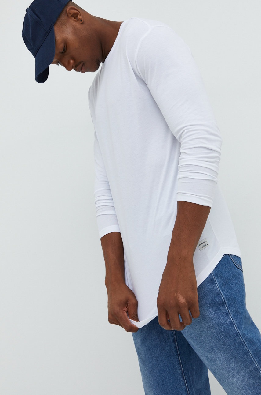 

Памучна блуза с дълги ръкави Jack & Jones в бяло с изчистен дизайн, Бял