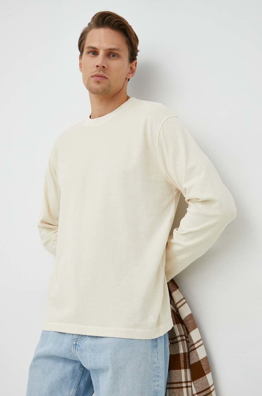 Marc o'polo longsleeve din bumbac culoarea bej, neted