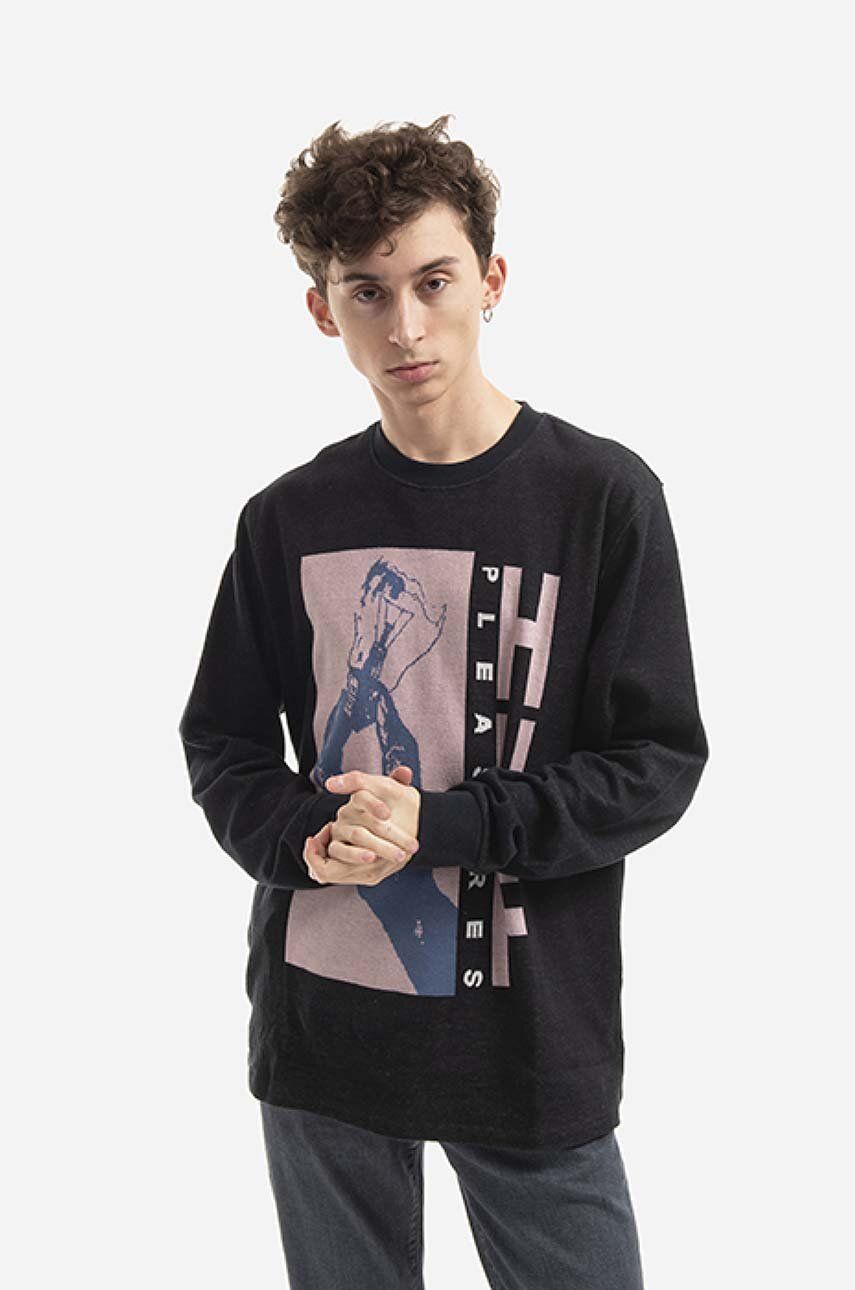 E-shop Bavlněné tričko s dlouhým rukávem HUF Light Up Jacquard Longsleeve černá barva, s potiskem