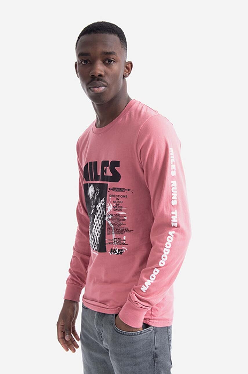 

Бавовняний лонгслів HUF Voodoo Washed Longsleeve колір рожевий з принтом