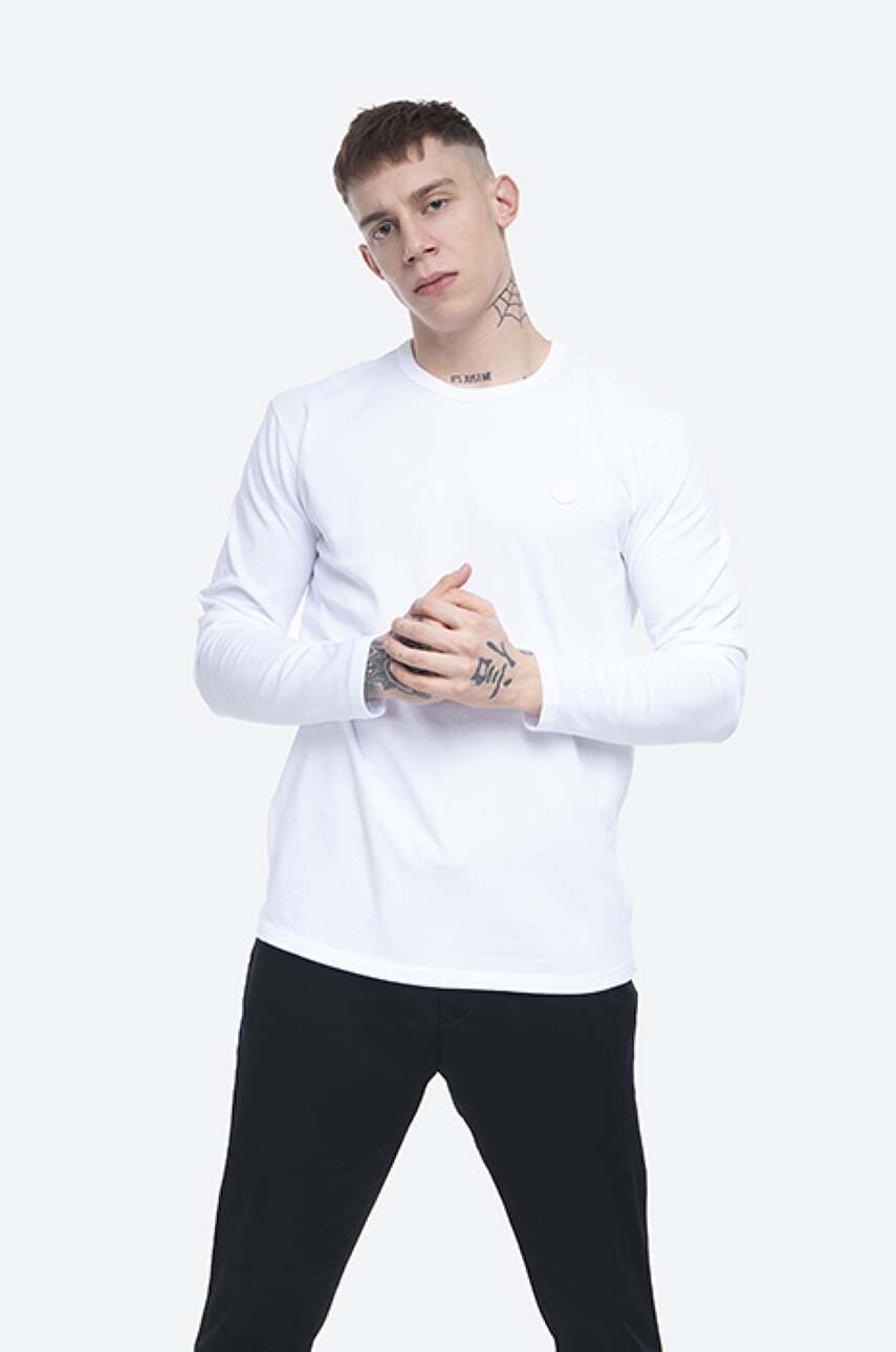Wood wood longsleeve din bumbac mel culoarea alb, neted 10005402.2323.white-white