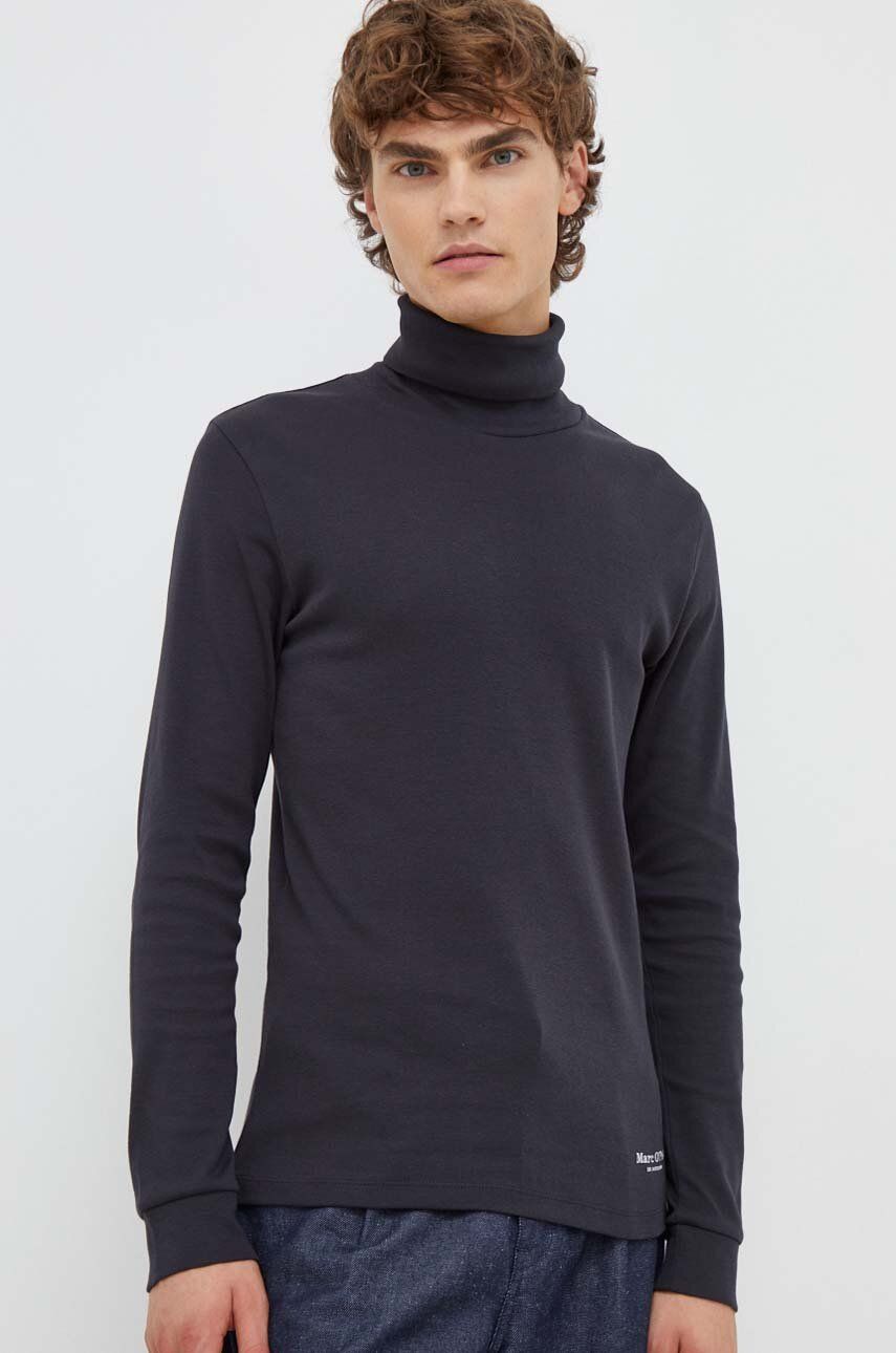 Bavlněné tričko s dlouhým rukávem Marc O′Polo černá barva - černá - 100 % Bavlna