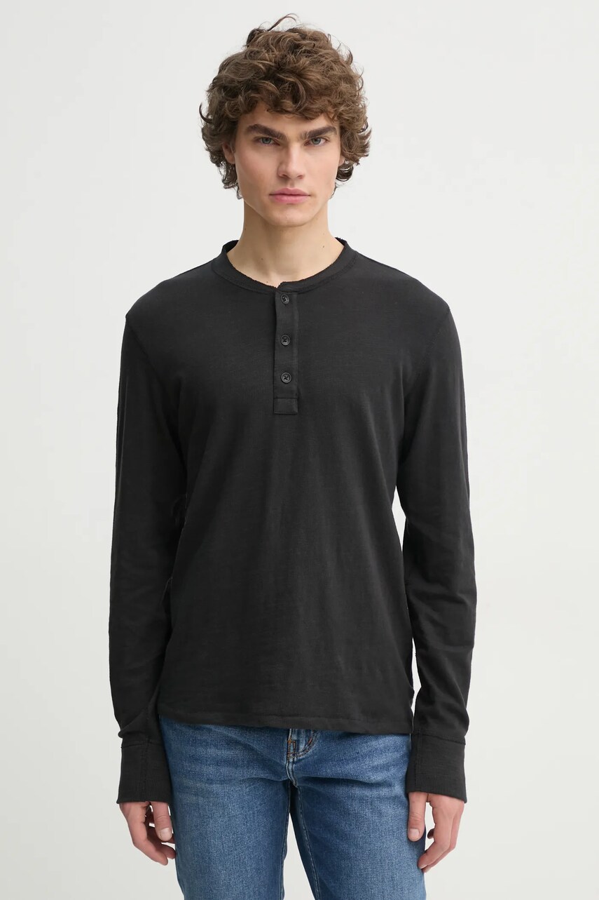 Levně Bavlněné tričko s dlouhým rukávem Rag & Bone černá barva, M000T676G