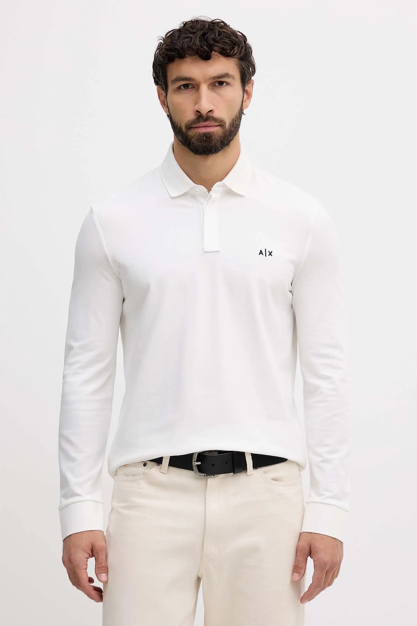 Armani Exchange longsleeve culoarea alb, uni, XM001288 AF17321