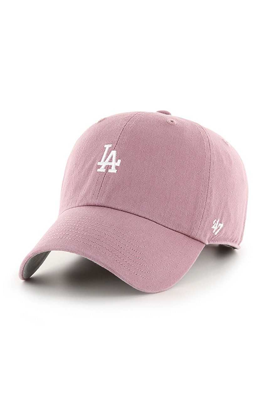47brand șapcă MLB Los Angeles Dodgers culoarea roz, cu imprimeu B-BSRNR12GWS-QC