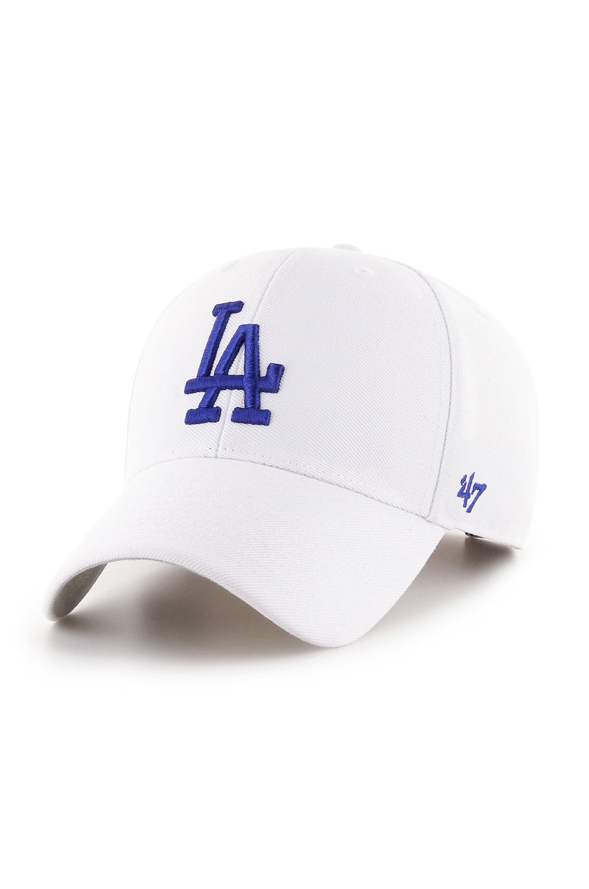 47brand șapcă MLB Los Angeles Dodgers culoarea alb, cu imprimeu B-MVP12WBV-WHC