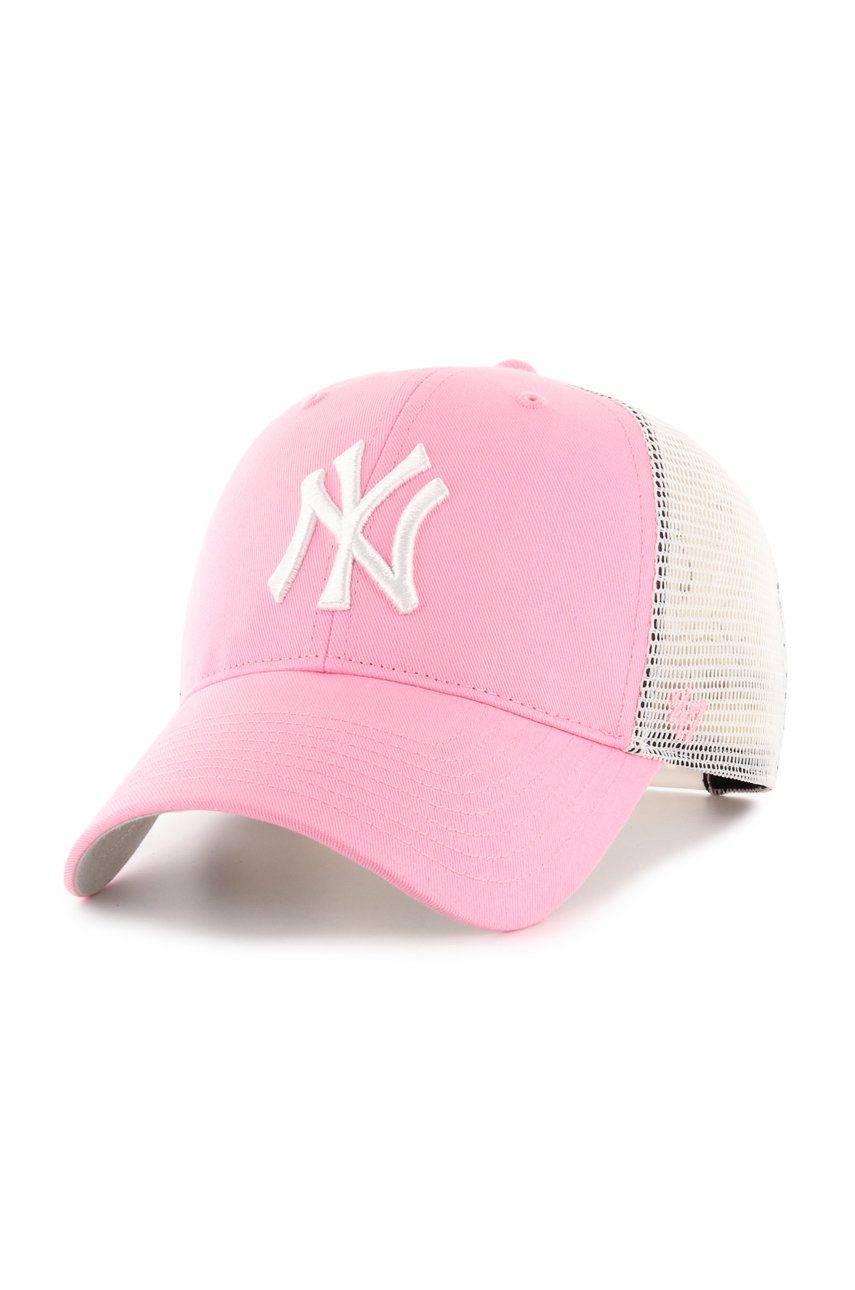 47brand șapcă MLB New York Yankees culoarea roz, cu imprimeu B-BRANS17CTP-RSA
