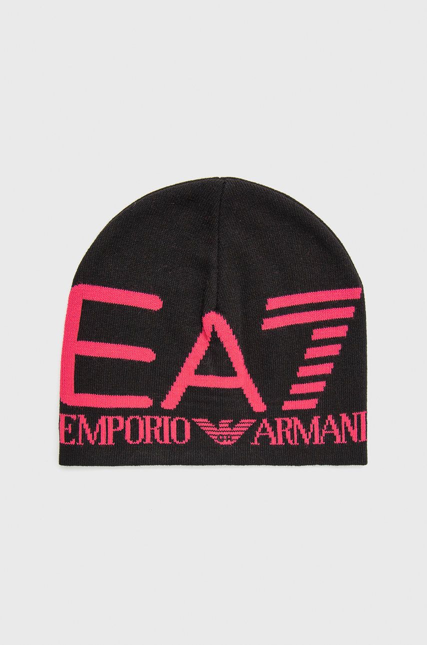 Čepice EA7 Emporio Armani růžová barva, z tenké pleteniny, bavlněná - růžová -  100% Bavlna