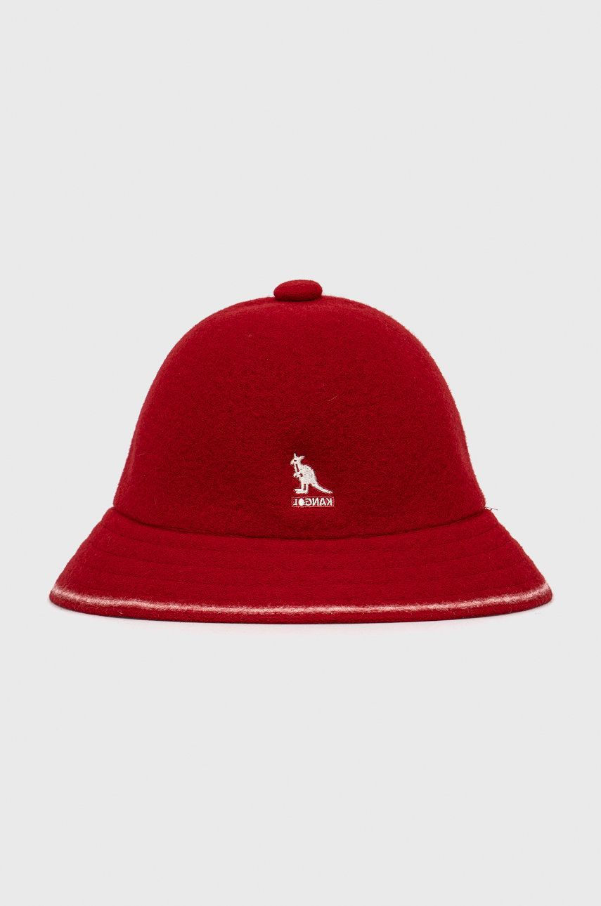 Vlněný klobouk Kangol červená barva, vlněný - červená -  Hlavní materiál: 35% Modacryl