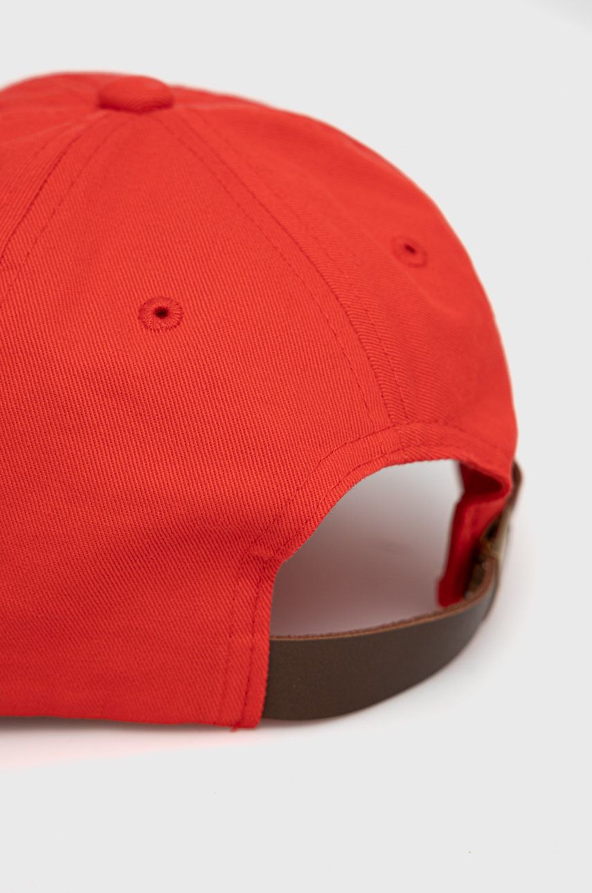 Kangol czapka bawełniana kolor czerwony z aplikacją