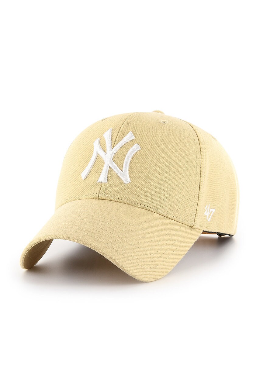 47brand sapca New York Yankees culoarea bej, cu imprimeu