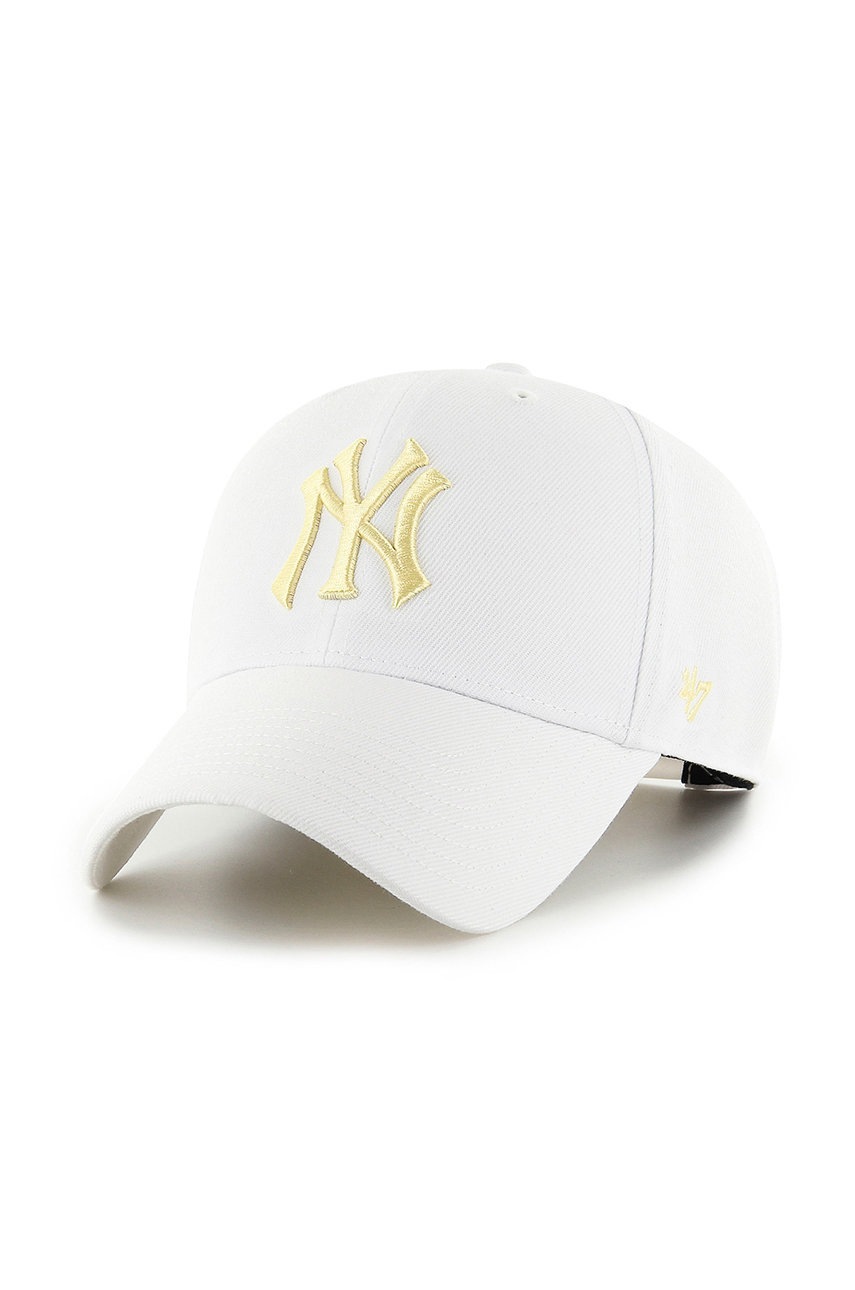 

Шапка 47brand New York Yankees в бяло с апликация, Бял