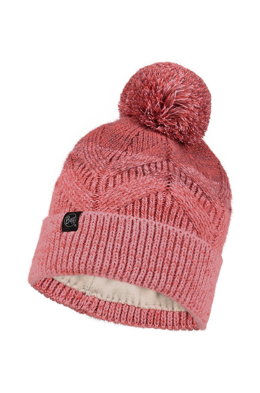 Buff caciula culoarea roz, din tricot gros