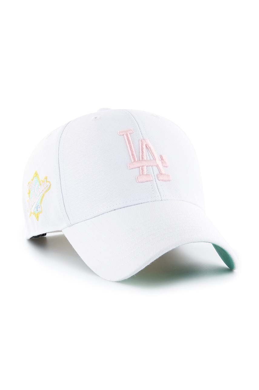 47brand czapka z domieszką wełny MLB Los Angeles Dodgers kolor biały z aplikacją