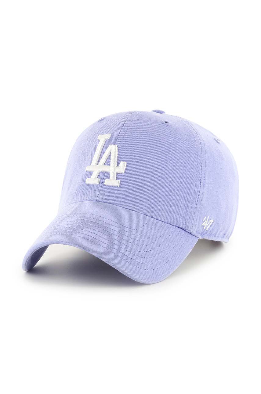 Bavlněná baseballová čepice 47brand MLB Los Angeles Dodgers fialová barva, s aplikací - fialová - 