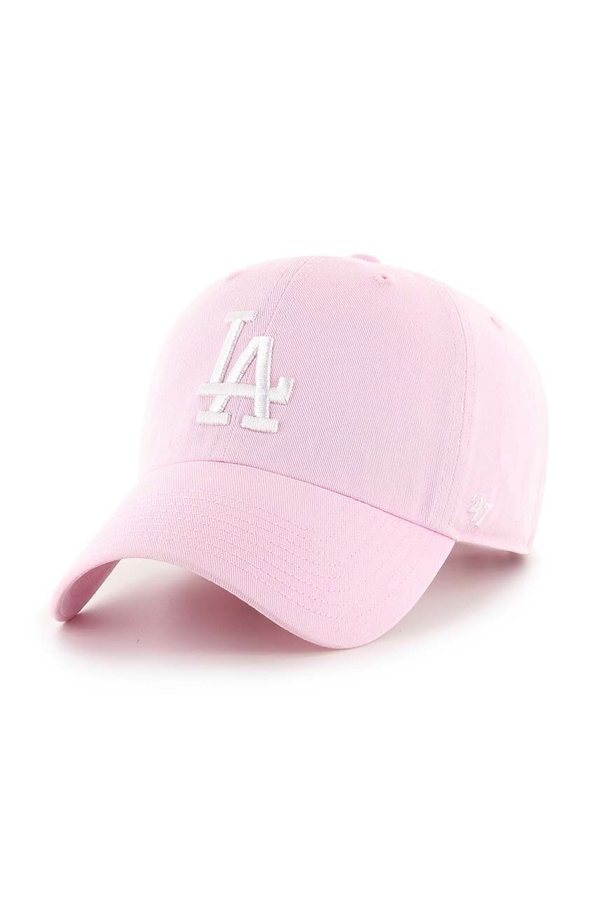 47brand șapcă de baseball din bumbac MLB Los Angeles Dodgers culoarea roz, cu imprimeu B-RGW12GWSNL-PTA