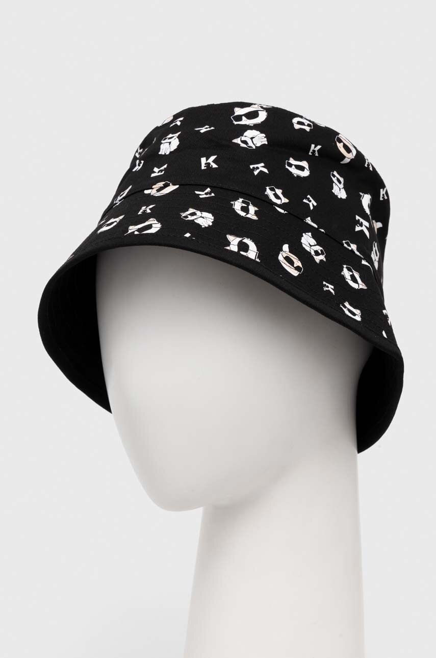 Karl Lagerfeld palarie reversibila din bumbac culoarea negru, bumbac, 245W3405 Karl Lagerfeld palarie reversibila din bumbac culoarea negru, bumbac, 245W3405