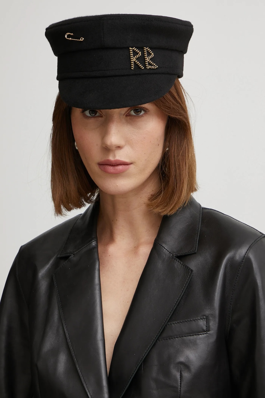 Ruslan Baginskiy kaszkiet wełniany kolor czarny KPC033-W-PNS