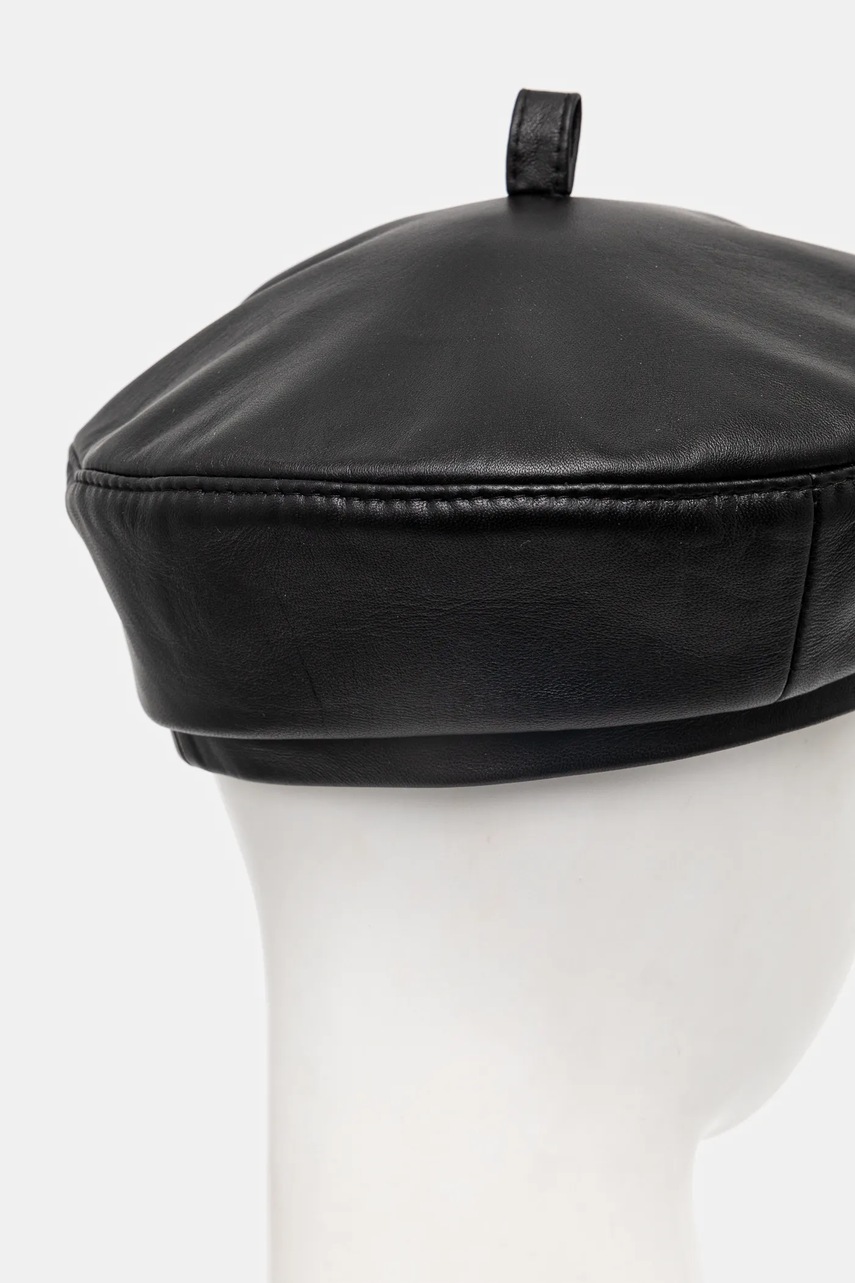 Δερμάτινος μπερές Ruslan Baginskiy χρώμα: μαύρο, BRT033-L-PT φωτογραφία