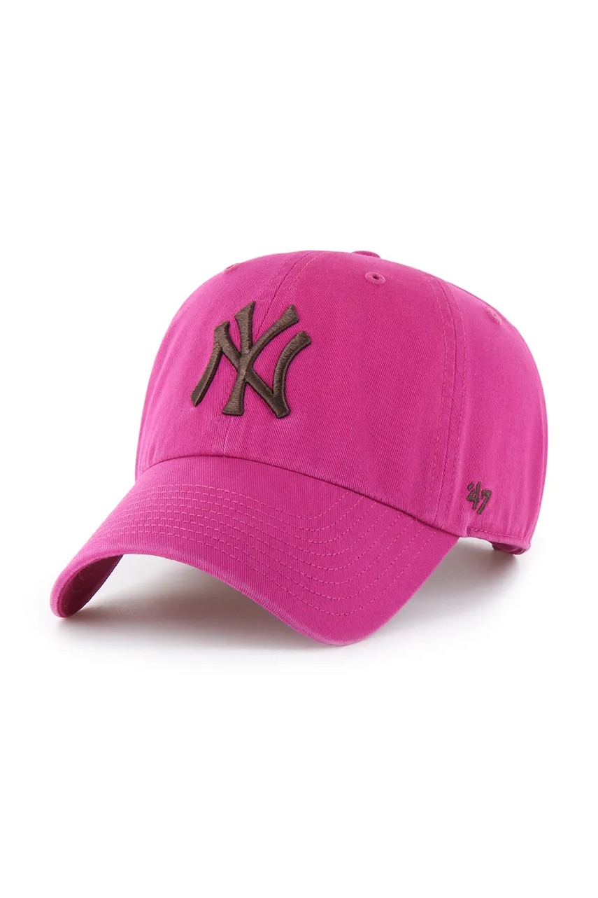 47 brand șapcă de baseball din bumbac MLB New York Yankees culoarea roz, uni, B-RGW17GWS-OH 47 brand șapcă de baseball din bumbac MLB New York Yankees culoarea roz, uni, B-RGW17GWS-OH
