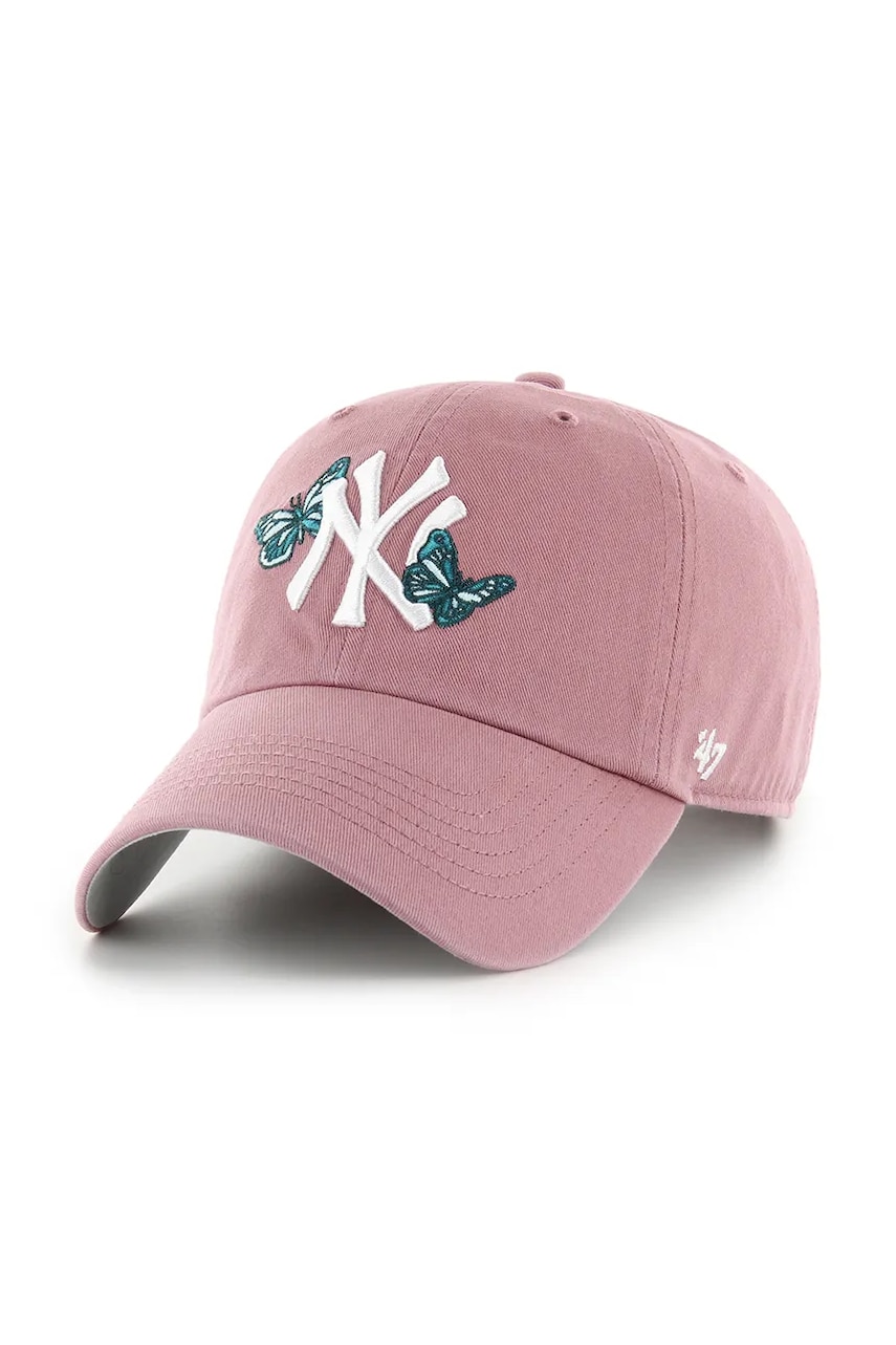 47 brand șapcă de baseball din bumbac MLB New York Yankees culoarea roz, cu imprimeu, B-ICACL17GWS-QC